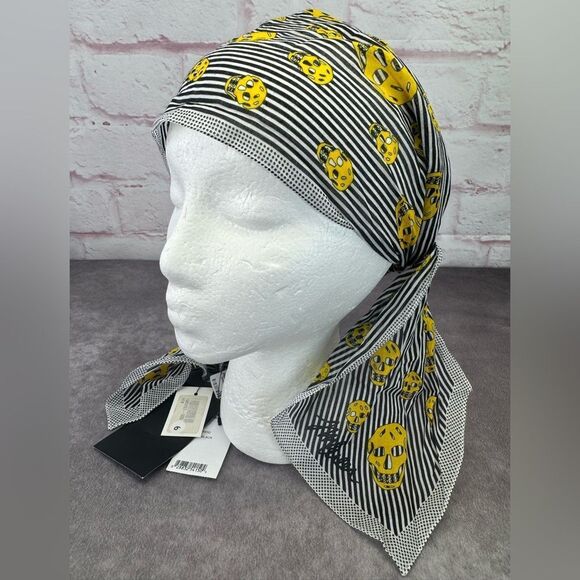 Alexander McQueen NWT Striped Skull Print Scarf - Picture 1 of 9